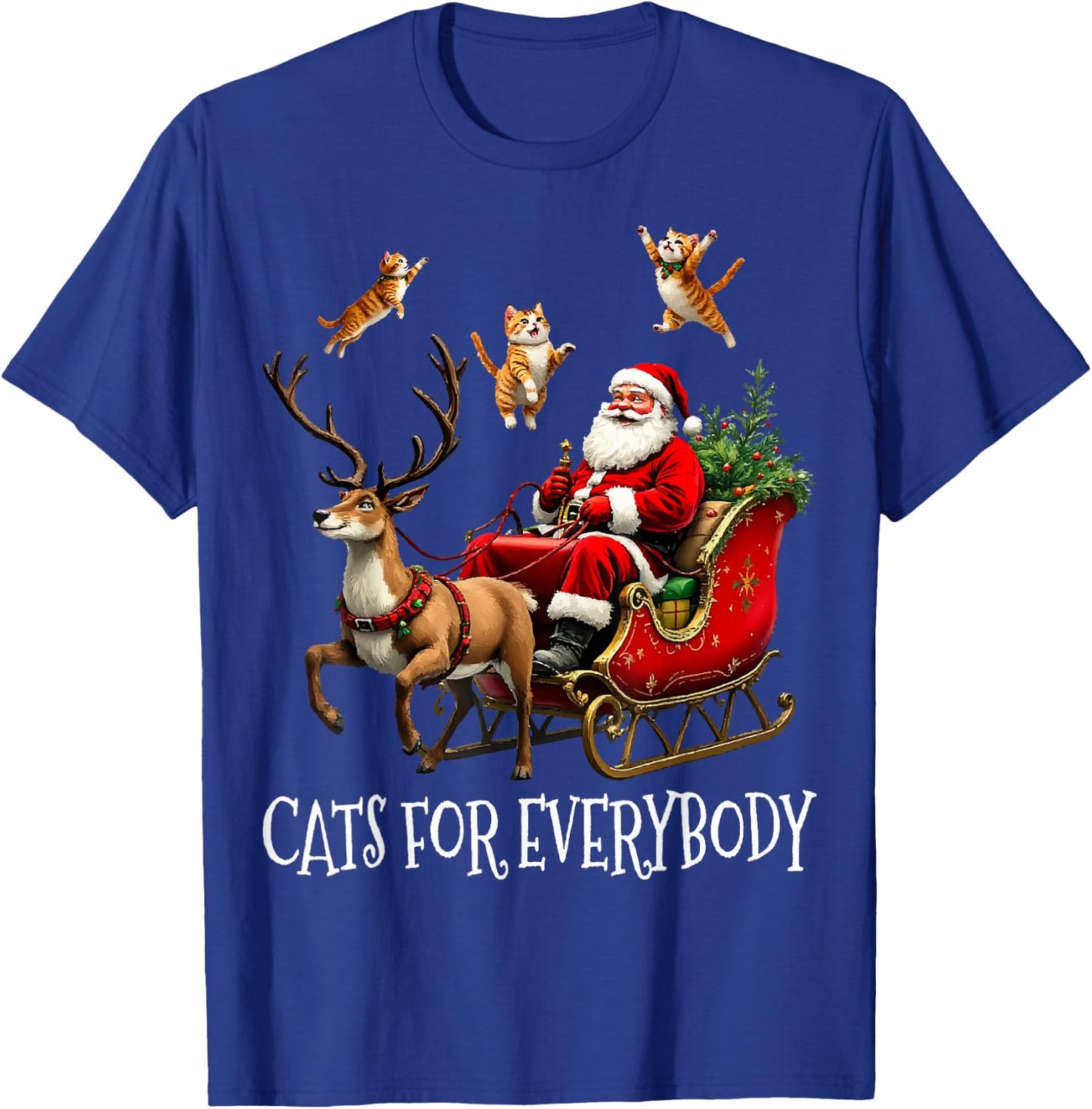 Cats For Everybody Christmas Cat Funny Xmas Santa T-Shirt - T-Shirt | Royal