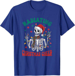 Radiology Christmas Santa Skeleton Xray Technician Rad Tech T-Shirt - T-Shirt | Royal