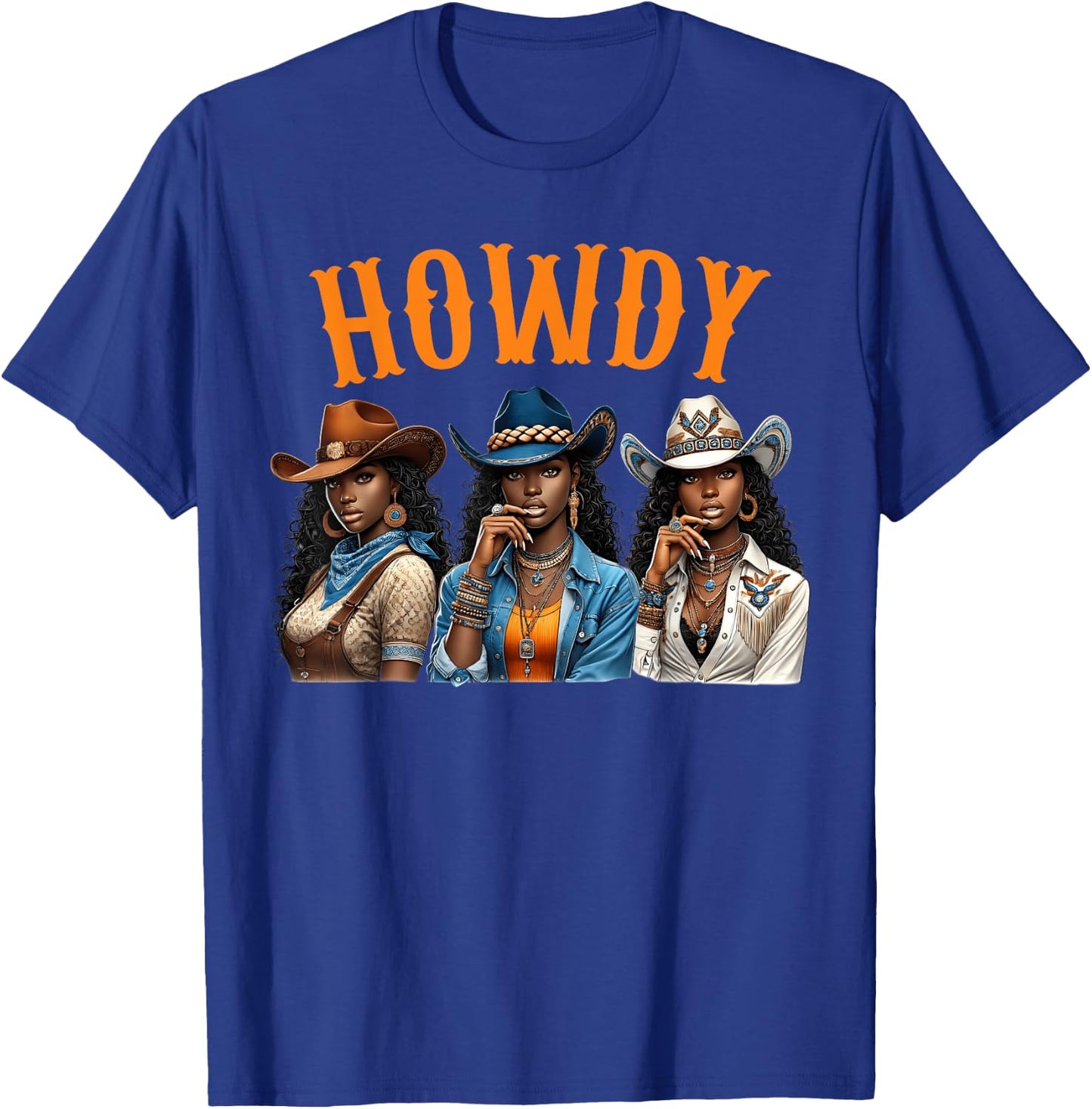 Howdy Western Rodeo Melanin Black Cowgirl African American T-Shirt - T-Shirt | Royal