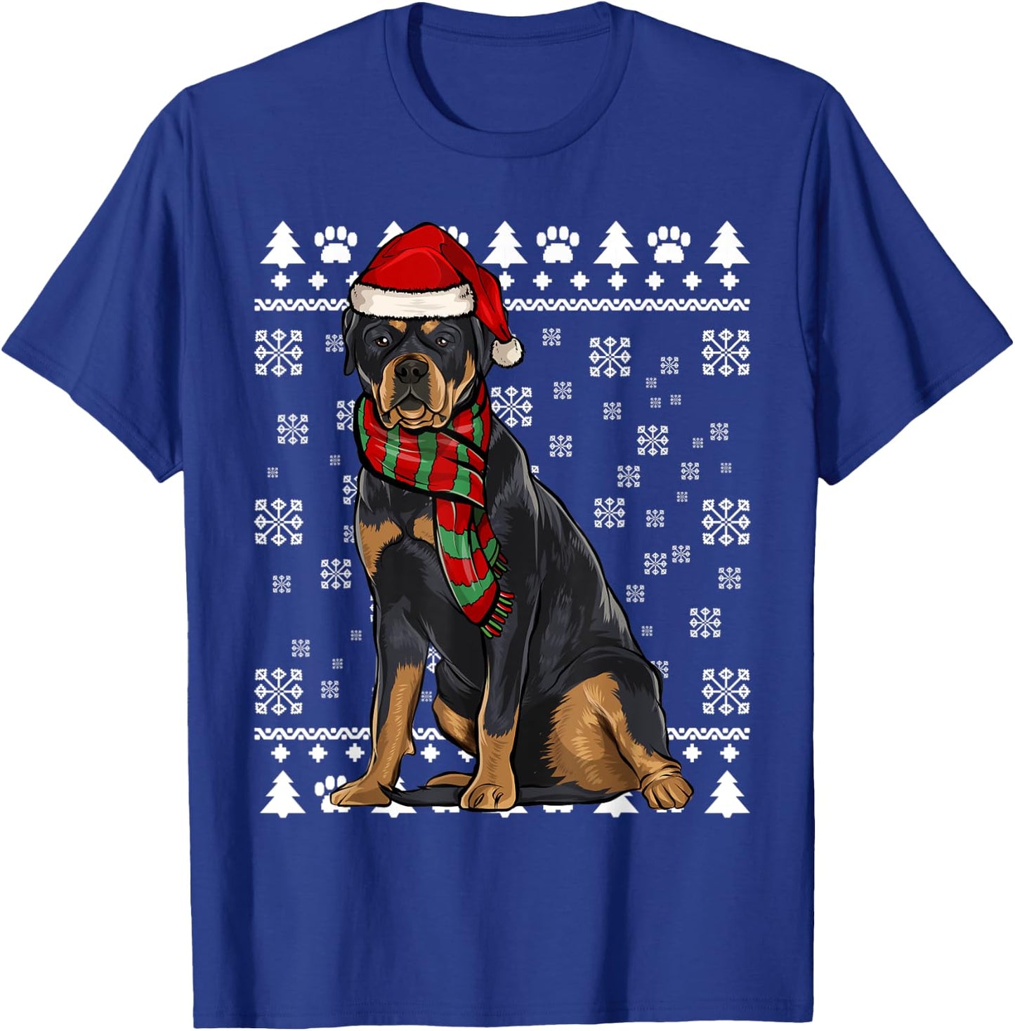 Rottweiler Dog Santa Hat Xmas Ugly Christmas T-Shirt - T-Shirt | Royal