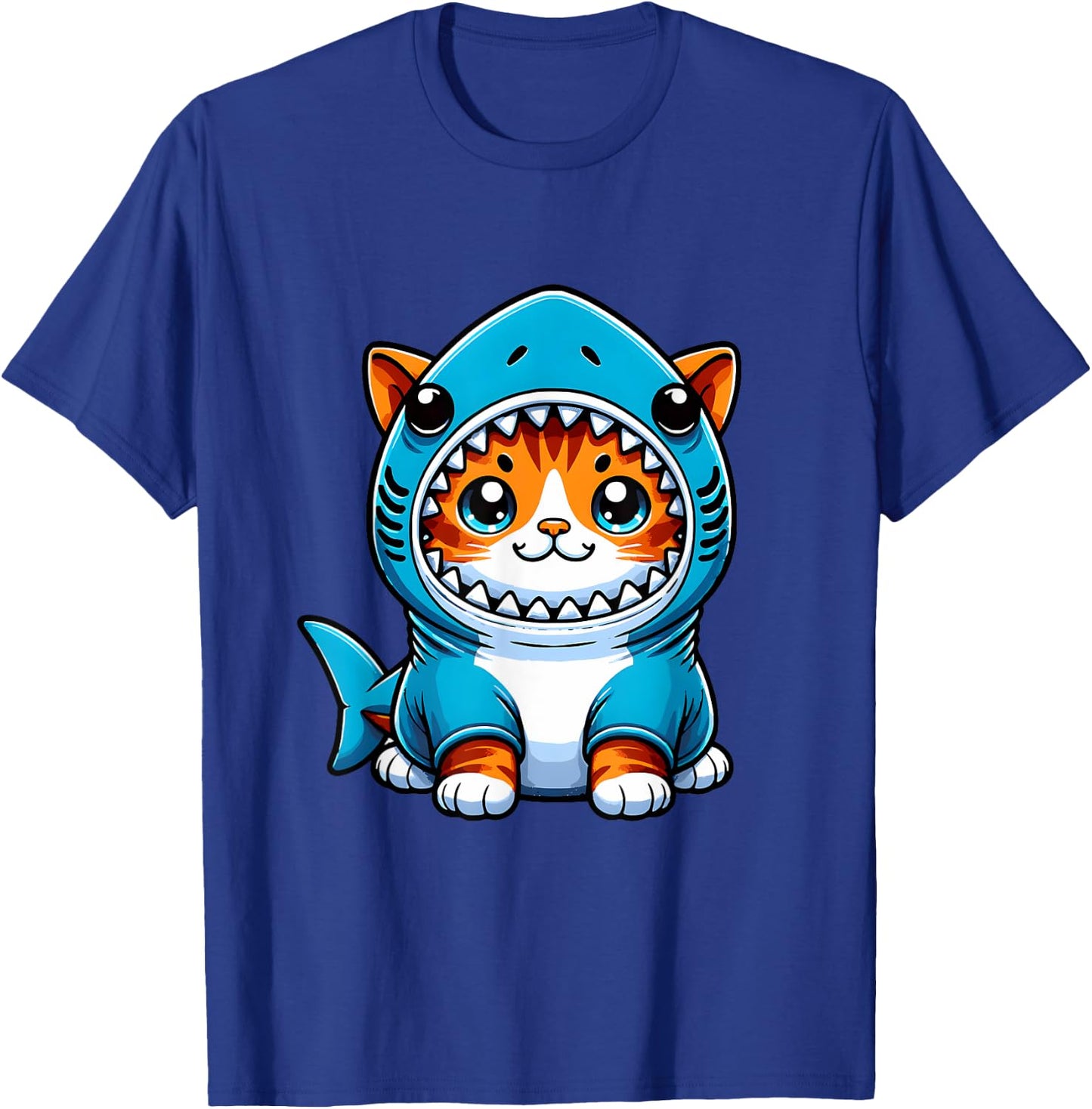 Funny Cute Cat in a Shark Costume Kawaii Neko Kids T-Shirt - T-Shirt | Royal