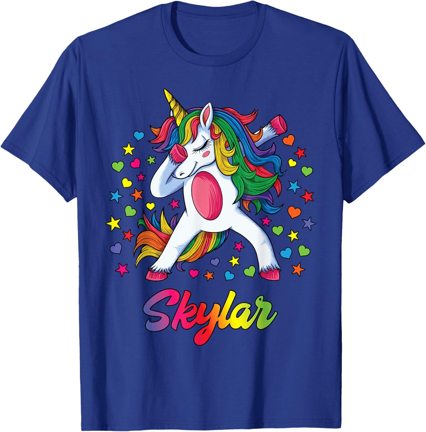 Skylar Personalised Name Unicorn Girl Gift T-Shirt - T-Shirt | Royal