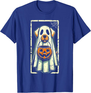 Cute Ghost Dog Men Women Kids Halloween Funny Ghost T-Shirt - T-Shirt | Royal