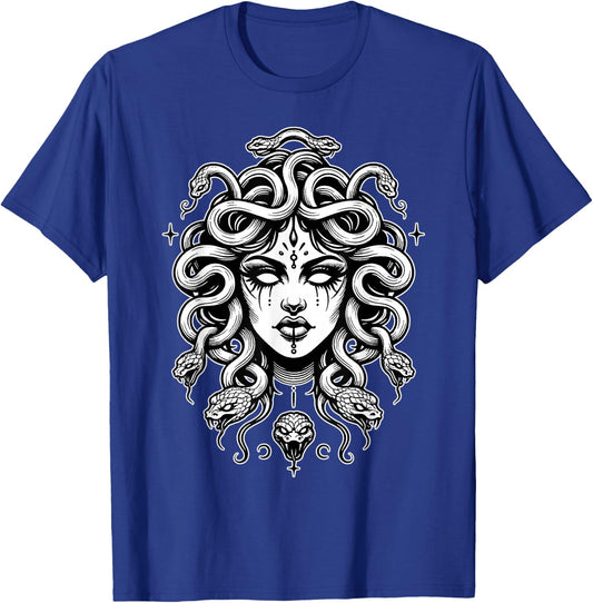 Gothic Medusa Greek Mythology Blackwork T-Shirt - T-Shirt | Royal