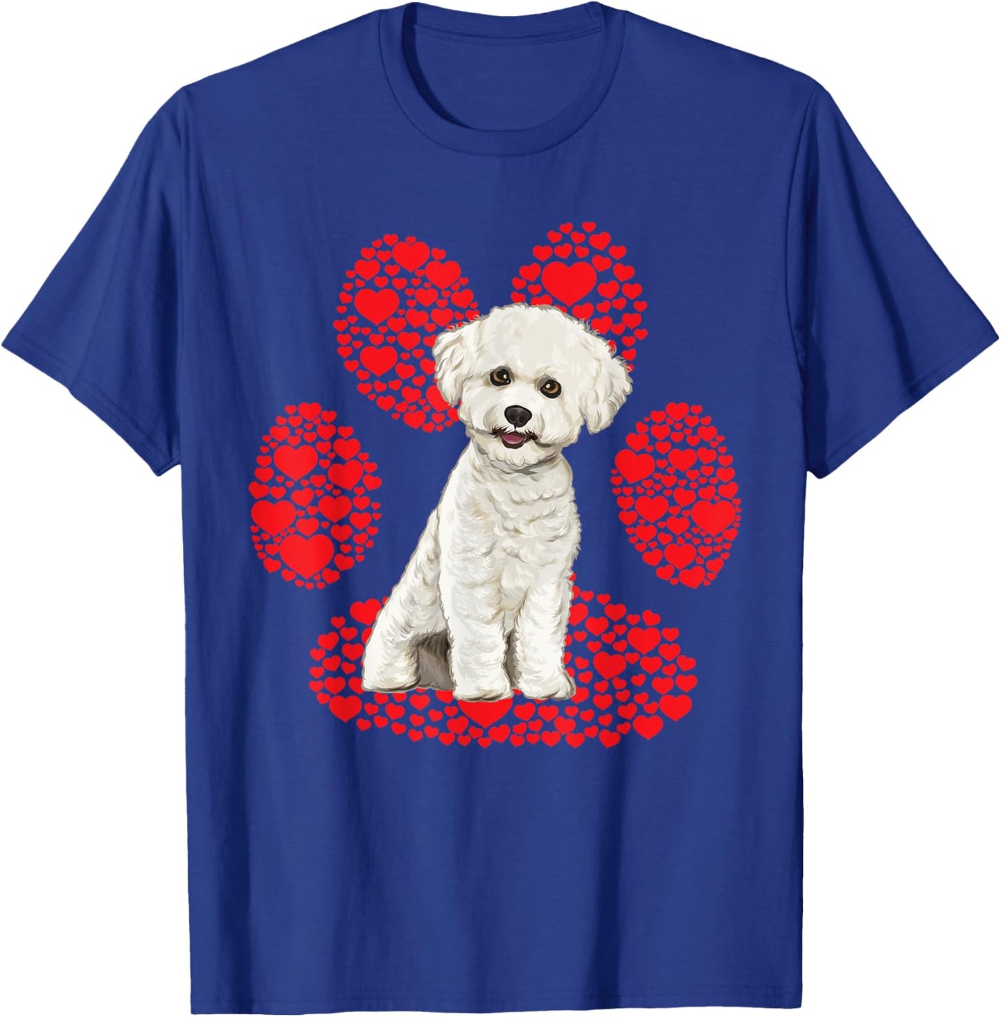 Bichons Frise Valentines Day Dog Love Paw T-Shirt - T-Shirt | Royal