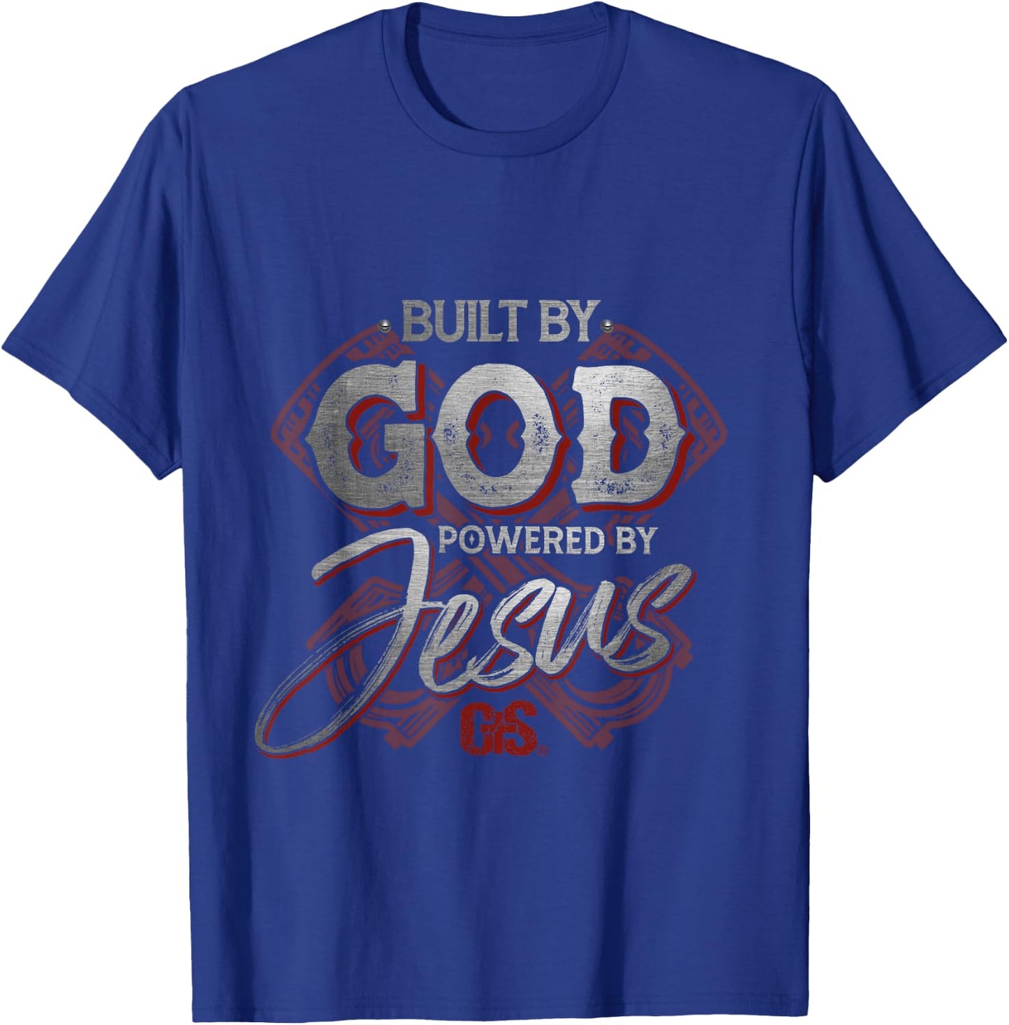 Built By God Powered By Jesus Religious Devout Christian T-Shirt - T-Shirt | Royal