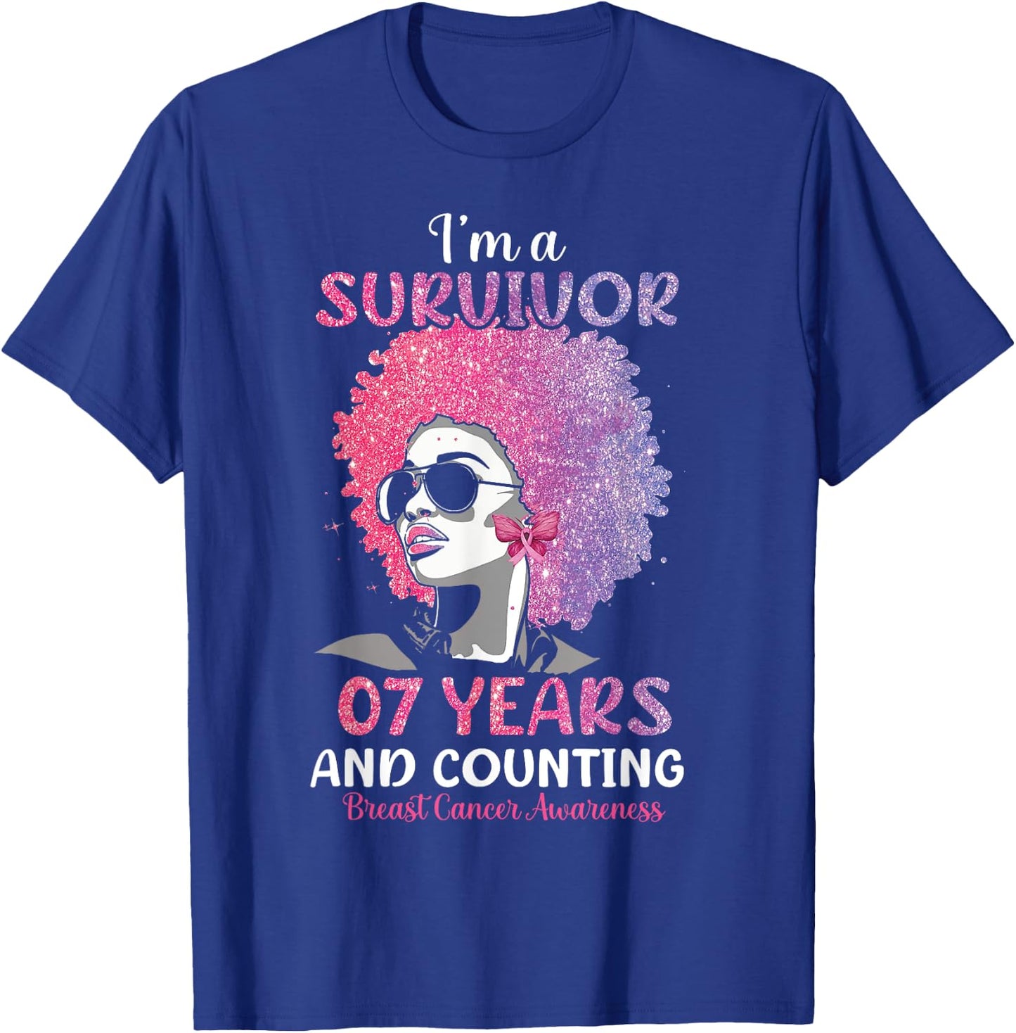 I'm Survivor 7 Years and Counting Breast Cancer Awareness T-Shirt - T-Shirt | Royal