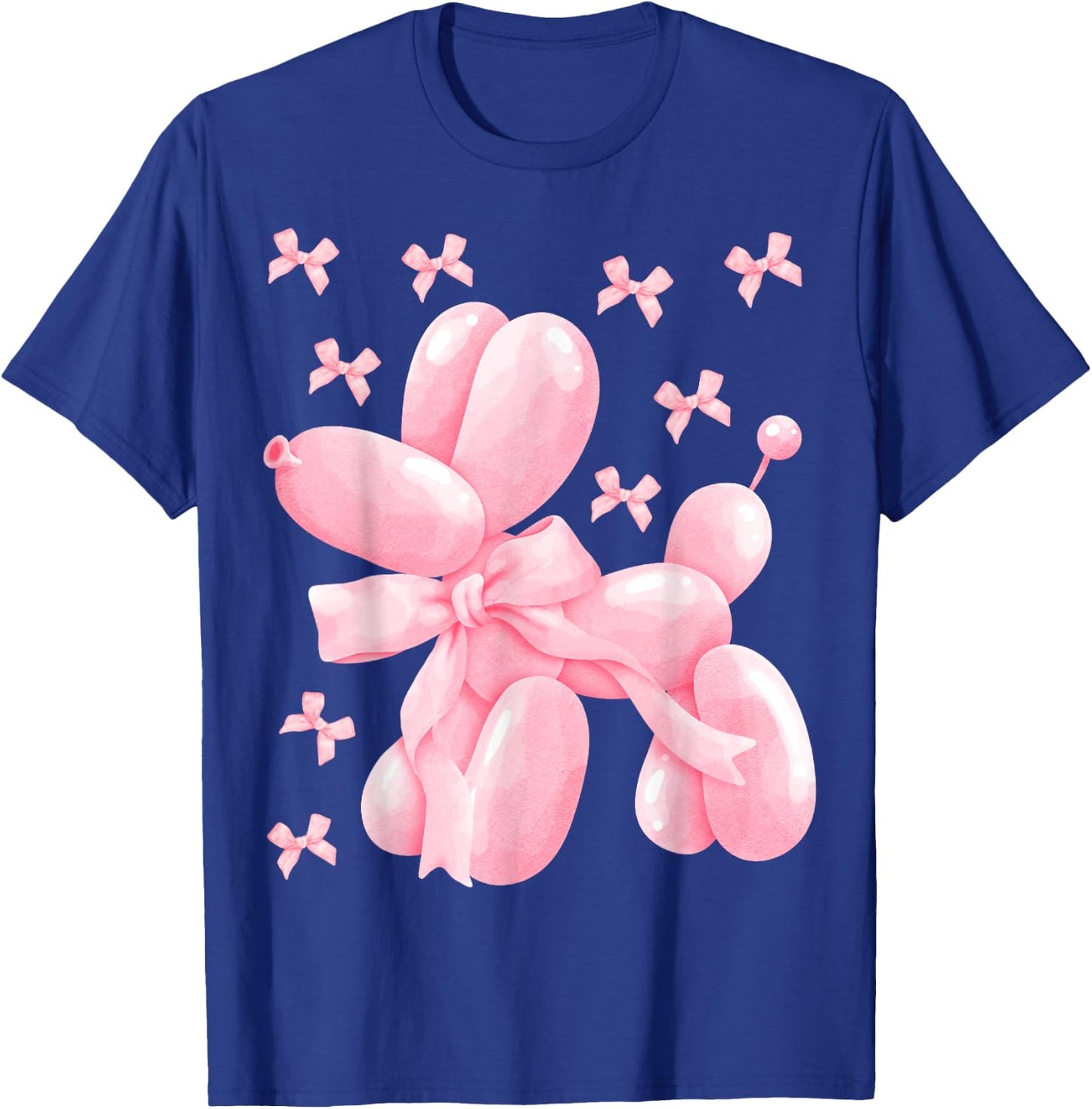 Pastel Pink Bow Balloon Dog Women Kids Girls Birthday Party T-Shirt - T-Shirt | Royal