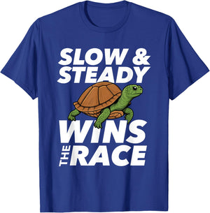 Slow & Steady Wins The Race - Cute Tortoise Beach Sea Turtle T-Shirt - T-Shirt | Royal