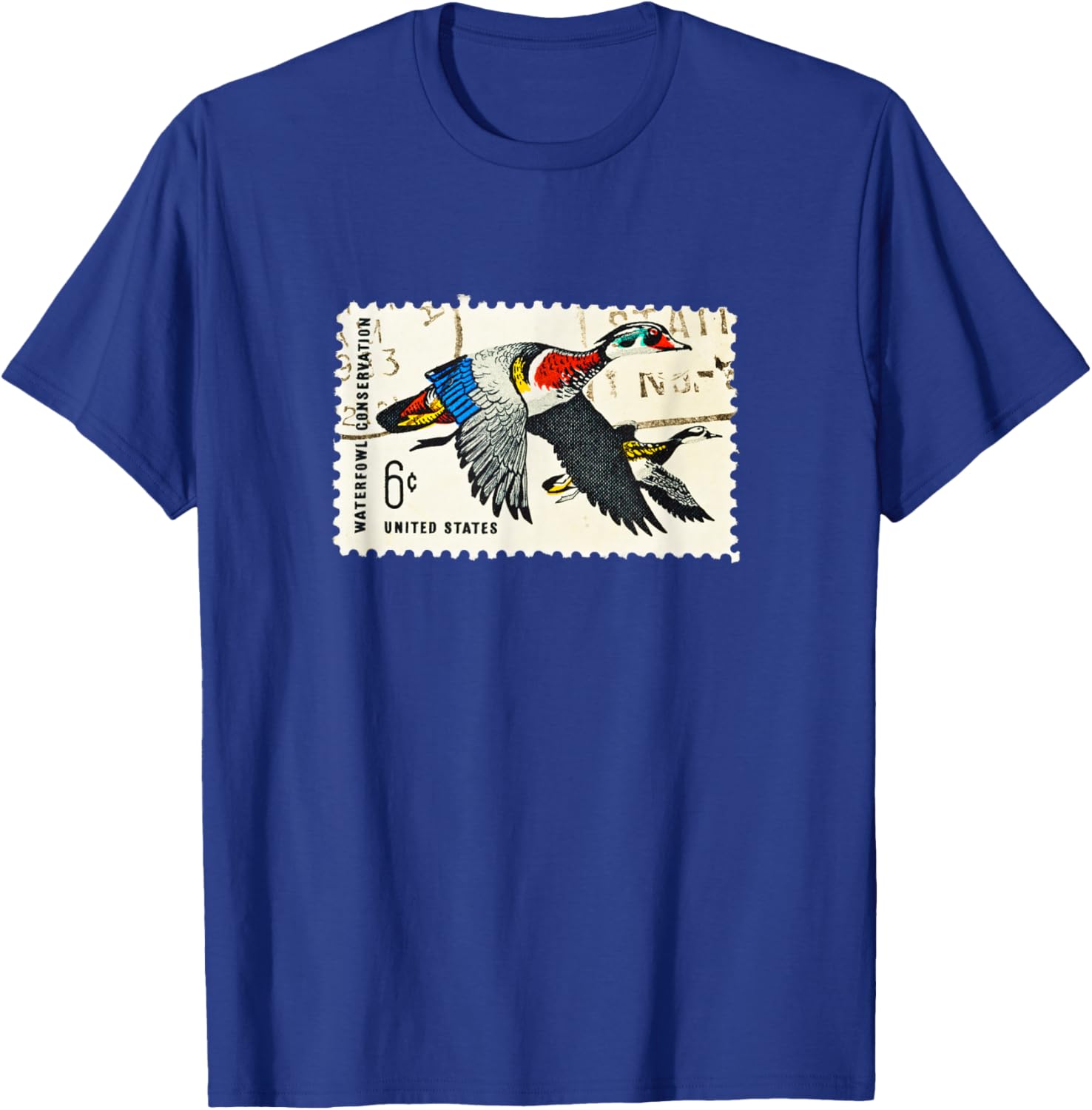 Duck Stamp Shirt Bird Stamp Woodduck Duck Postage T-Shirt - T-Shirt | Royal