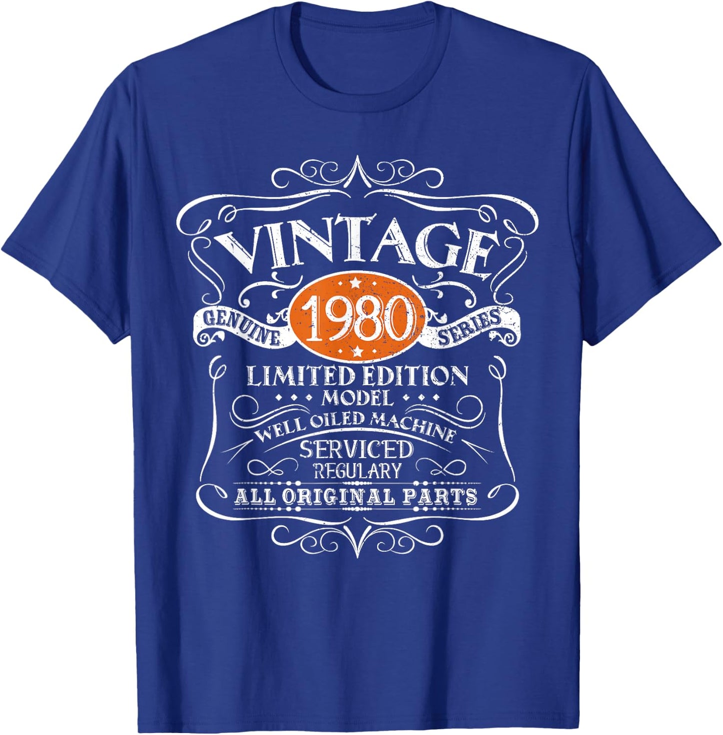 Vintage 1980 45th Birthday All Original Parts Design T-Shirt - T-Shirt | Royal