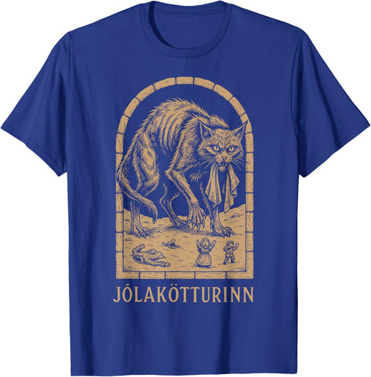 Yule Cat - Jolakotturinn - Icelandic Christmas Cat T-Shirt - T-Shirt | Royal