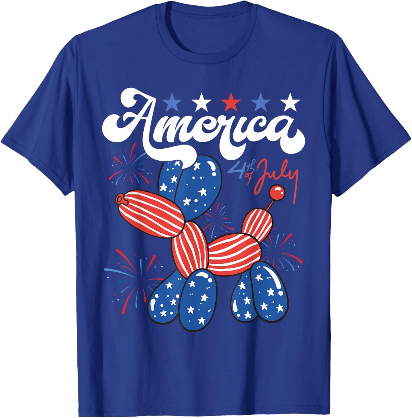 Funny Balloon Dog Fourth of July Patriotic American USA Flag T-Shirt - T-Shirt | Royal