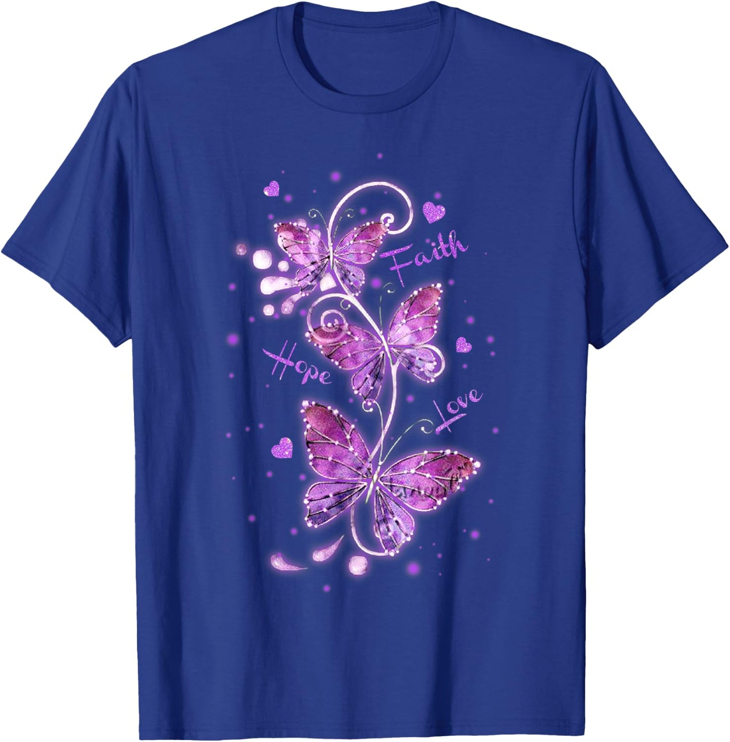Butterfly Faith Hope Love Butterfly Lovers Insects T-Shirt - T-Shirt | Royal