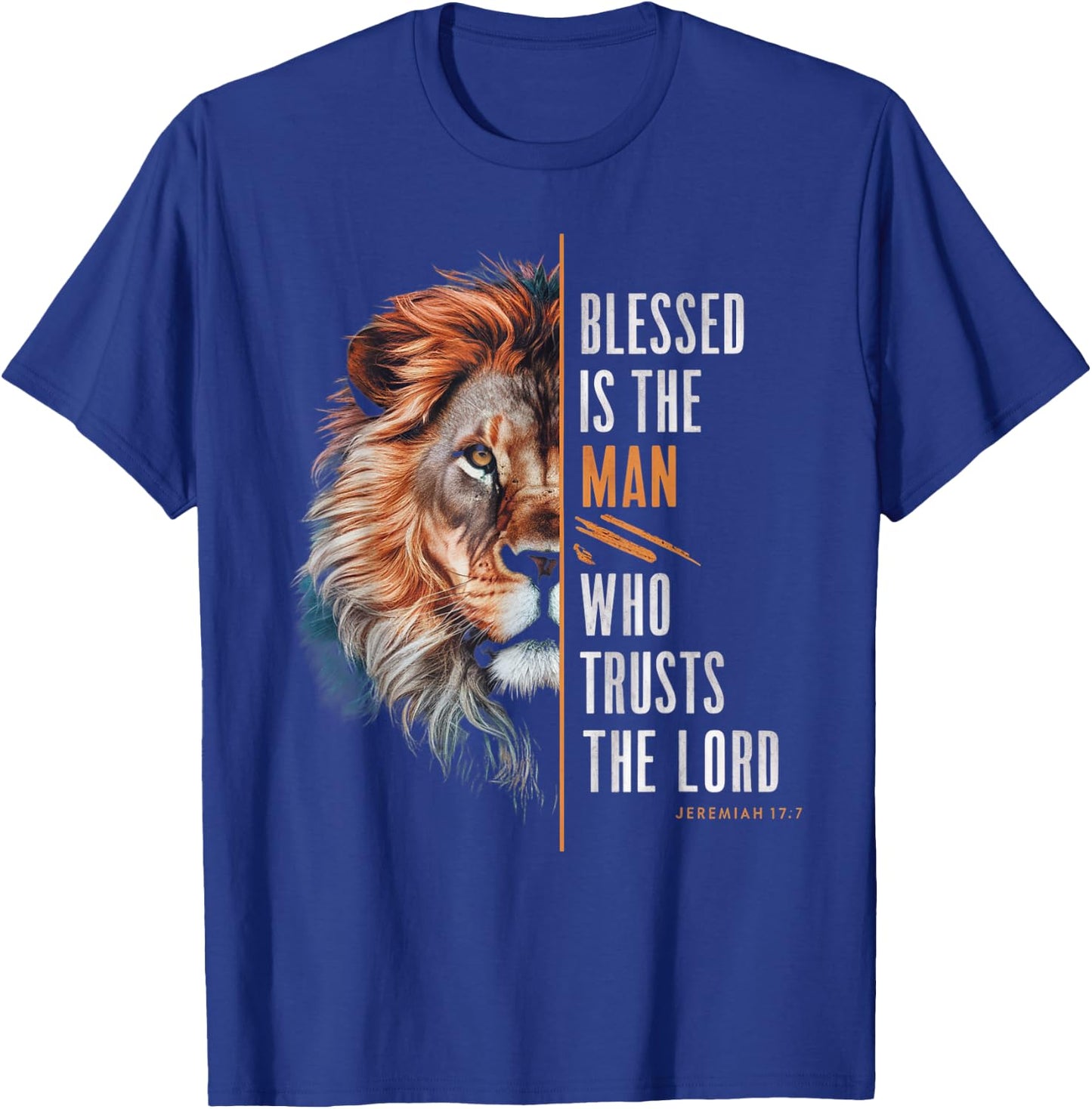 Blessed Christian God Jesus Faith Bible Verse Jeremiah Lion T-Shirt - T-Shirt | Royal