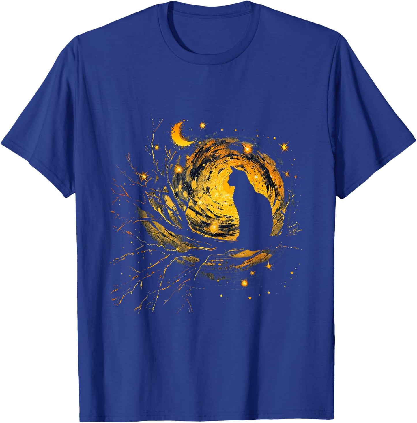 Cat Starry Night Van Gogh Cat for Cat Lover Cat Mom Cat Dad T-Shirt - T-Shirt | Royal