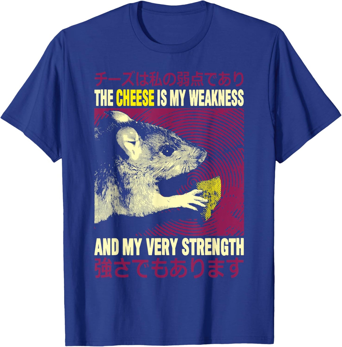 Vintage The Cheese Is My Weakness Japanese Rat T-Shirt - T-Shirt | Royal