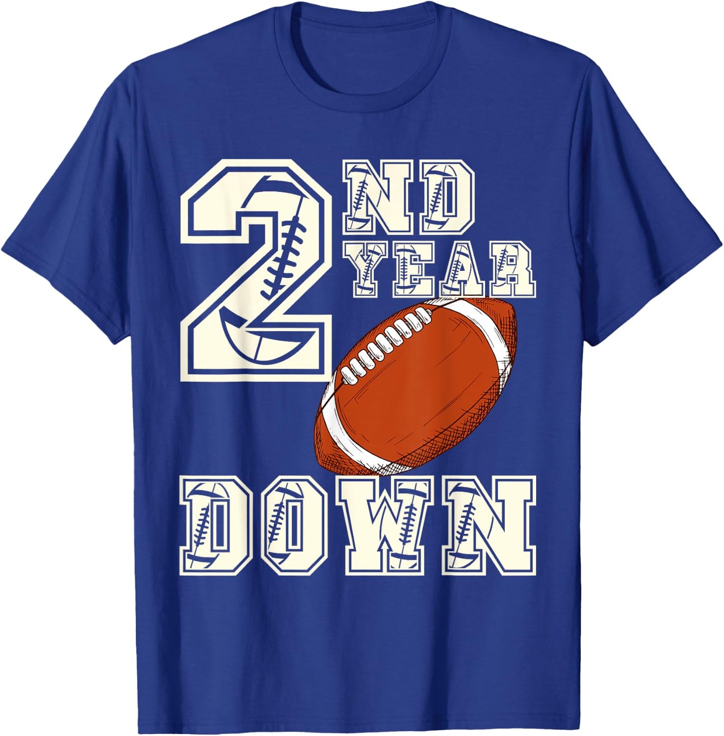Kids 2nd Year Football Fun for Birthday Boys Touchdown T-Shirt - T-Shirt | Royal