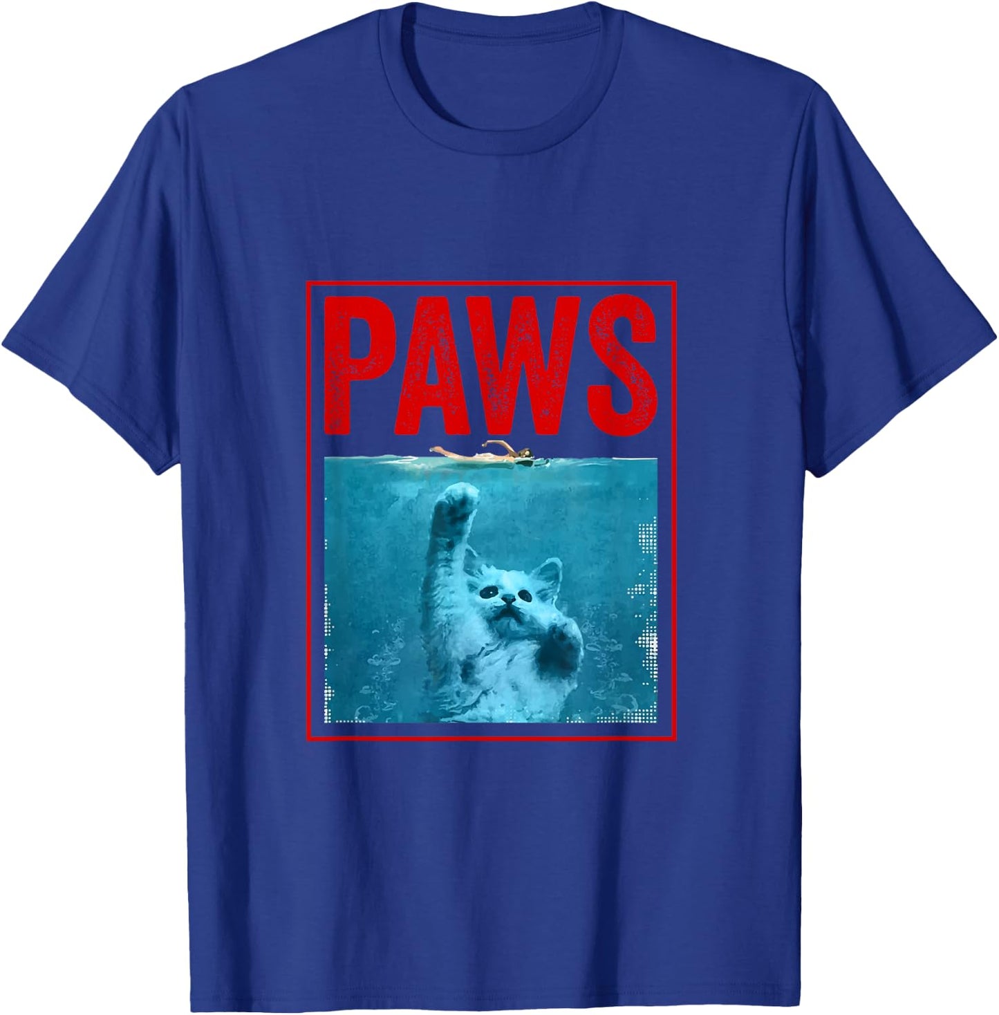 PAWS Funny Cat Kitten For Shark And Cat Lovers Men Women Girls Kids T-Shirt - T-Shirt | Royal