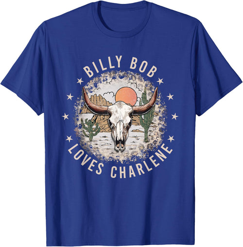 Billy Bob Loves Charlene Retro Cactus Bull-Skull