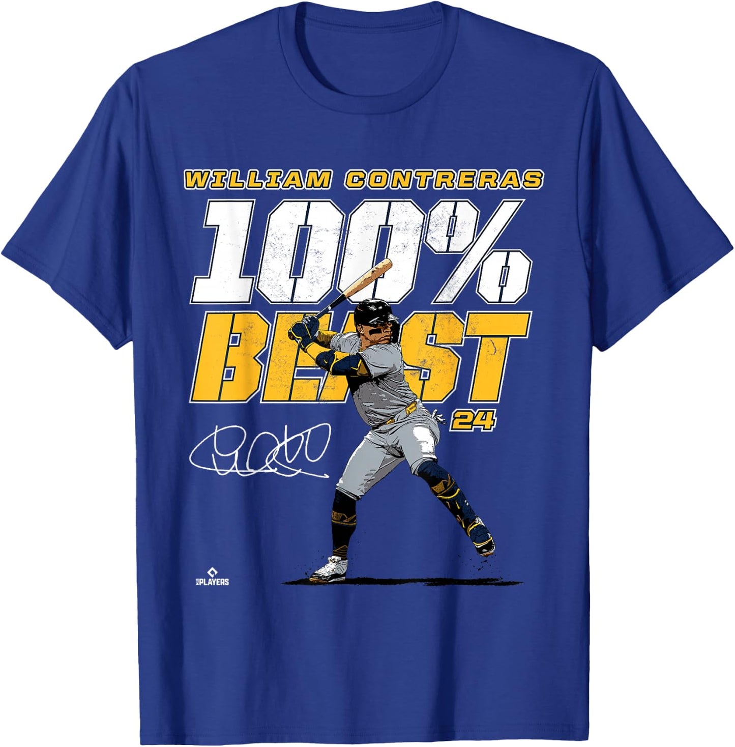 100% Beast William Contreras Milwaukee MLBPA T-Shirt - T-Shirt | Royal