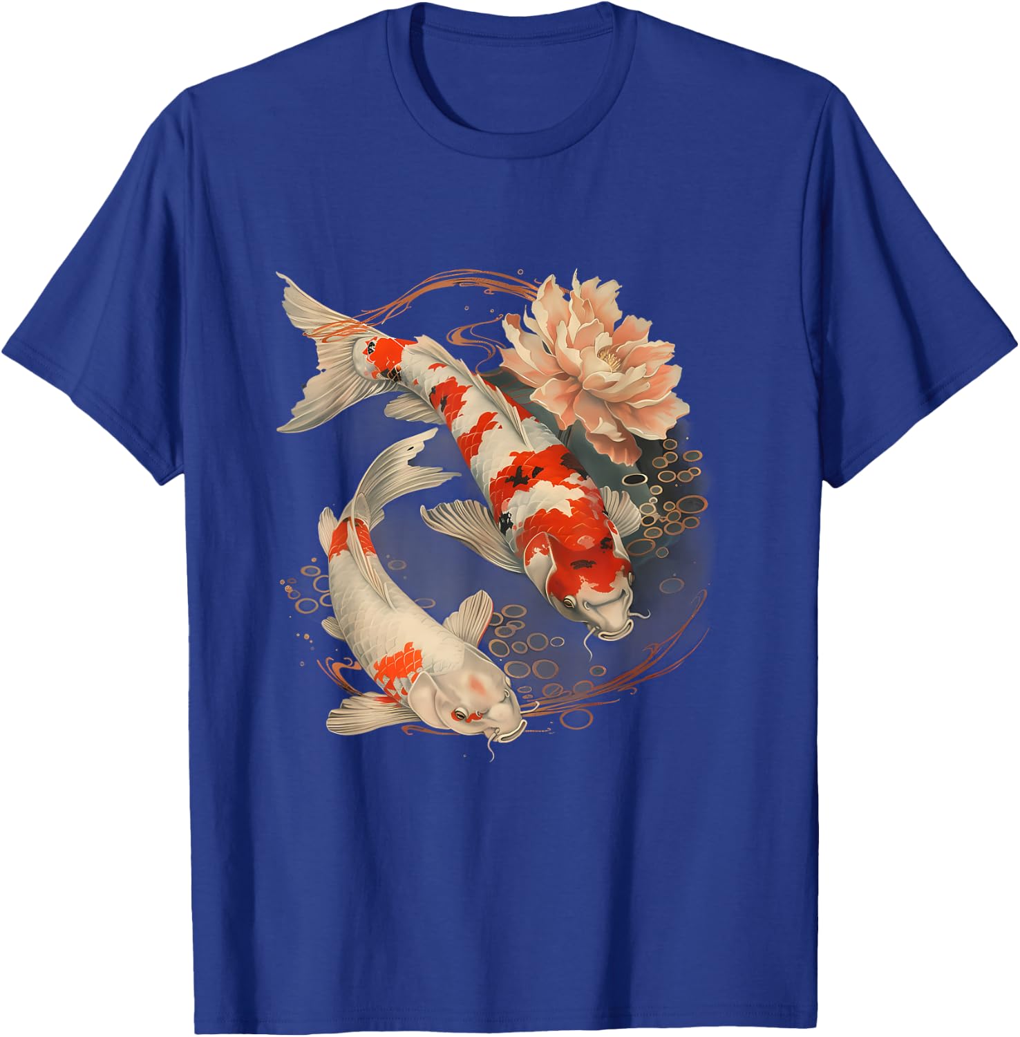 Koi Fish Lotus Japanese Pond Lover Japanese Koi Carp Fish T-Shirt - T-Shirt | Royal