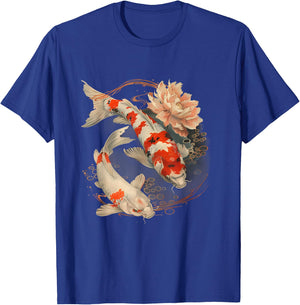Koi Fish Lotus Japanese Pond Lover Japanese Koi Carp Fish T-Shirt - T-Shirt | Royal