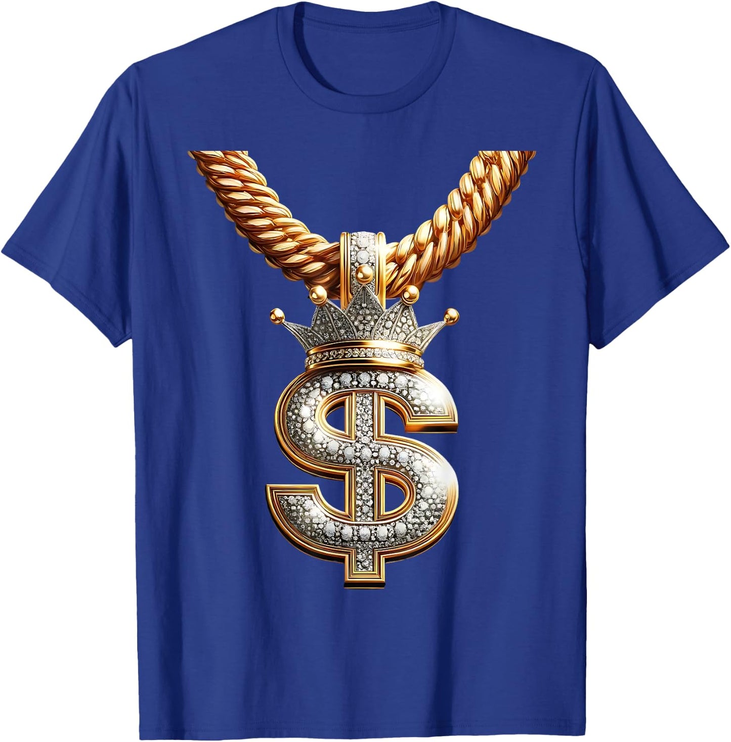 Fancy Gold and Diamond Dollar-Sign Bling T-Shirt - T-Shirt | Royal