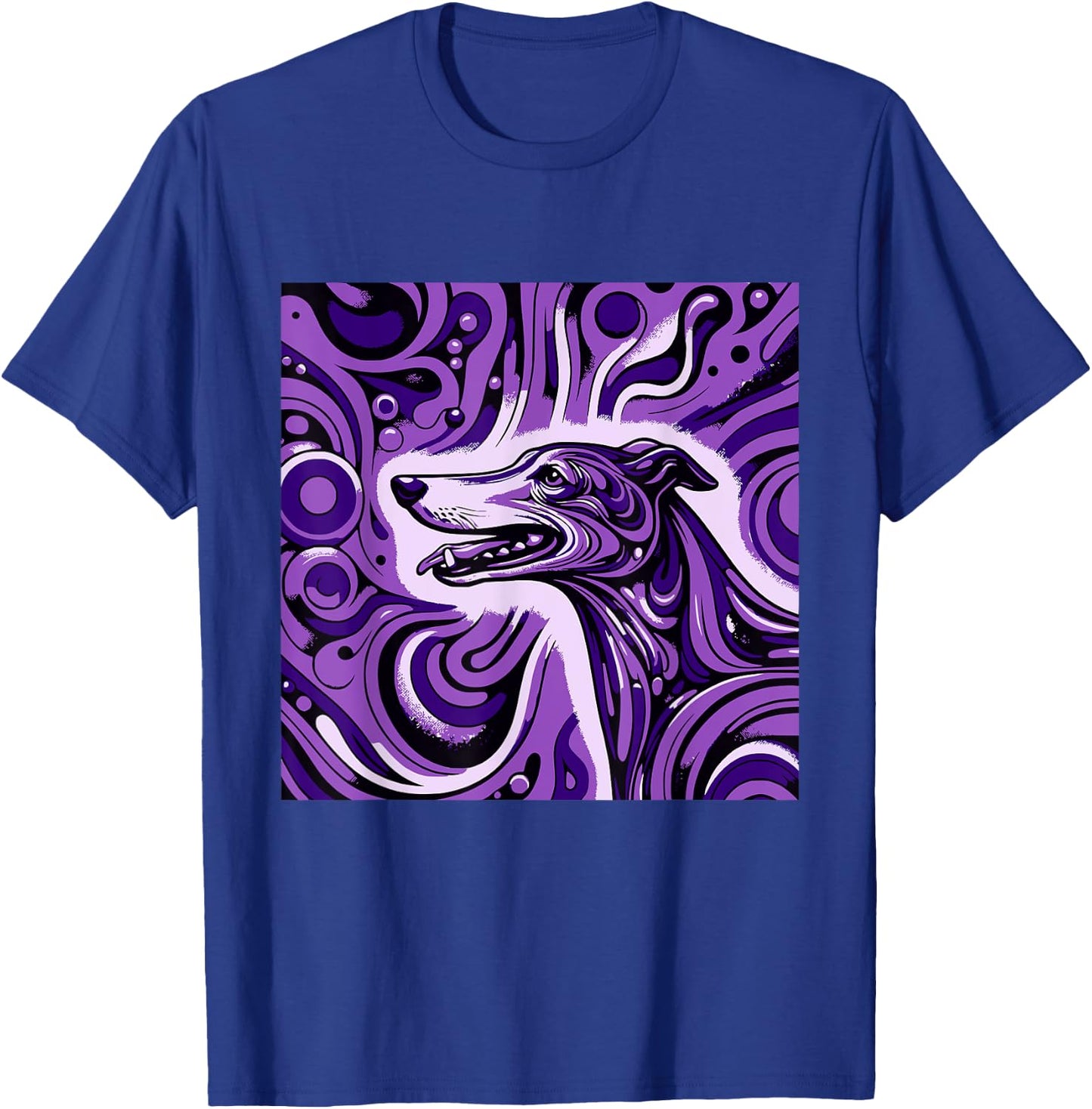 Psychedelic Trippy Rave Purple Dog Greyhound Whippet Women T-Shirt - T-Shirt | Royal