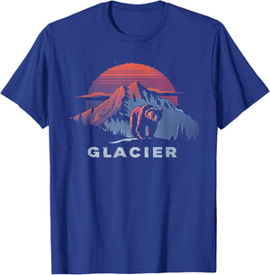 Glacier - US National Park Vintage Men Women Kids Retro T-Shirt - T-Shirt | Royal