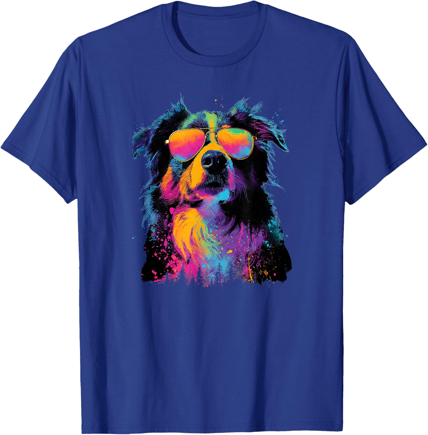 Colorful Australian Shepherd Dad Funny Dog Lover Fathers Day T-Shirt - T-Shirt | Royal