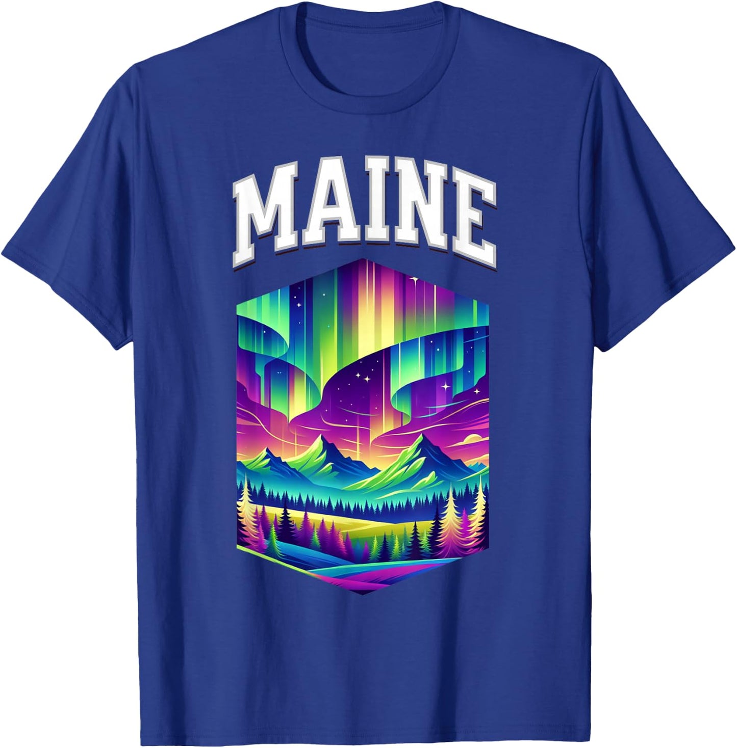 Maine Aurora Borealis Northern Lights Vacation Souvenir T-Shirt - T-Shirt | Royal