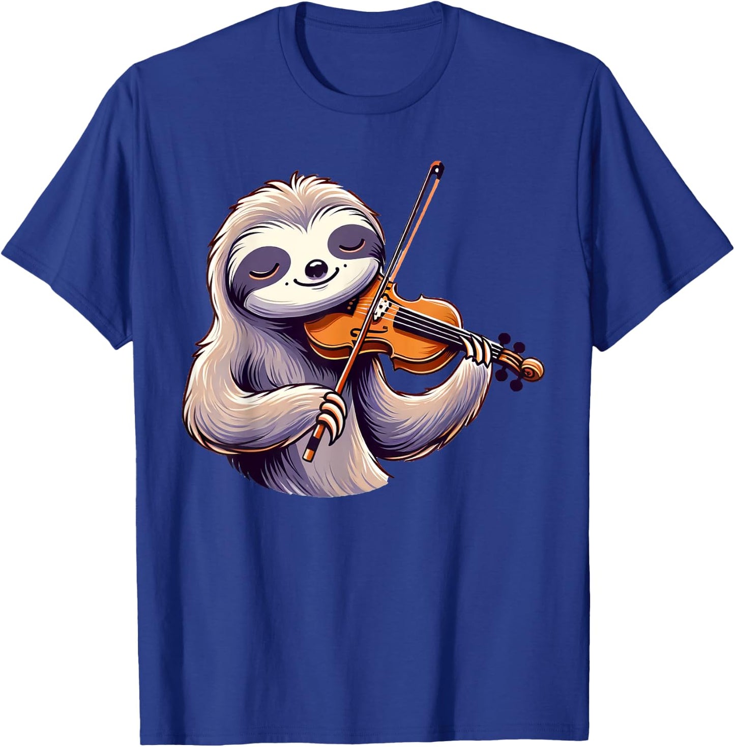 Cute Sloth Playing Violin Sloths Musician Music T-Shirt - T-Shirt | Royal