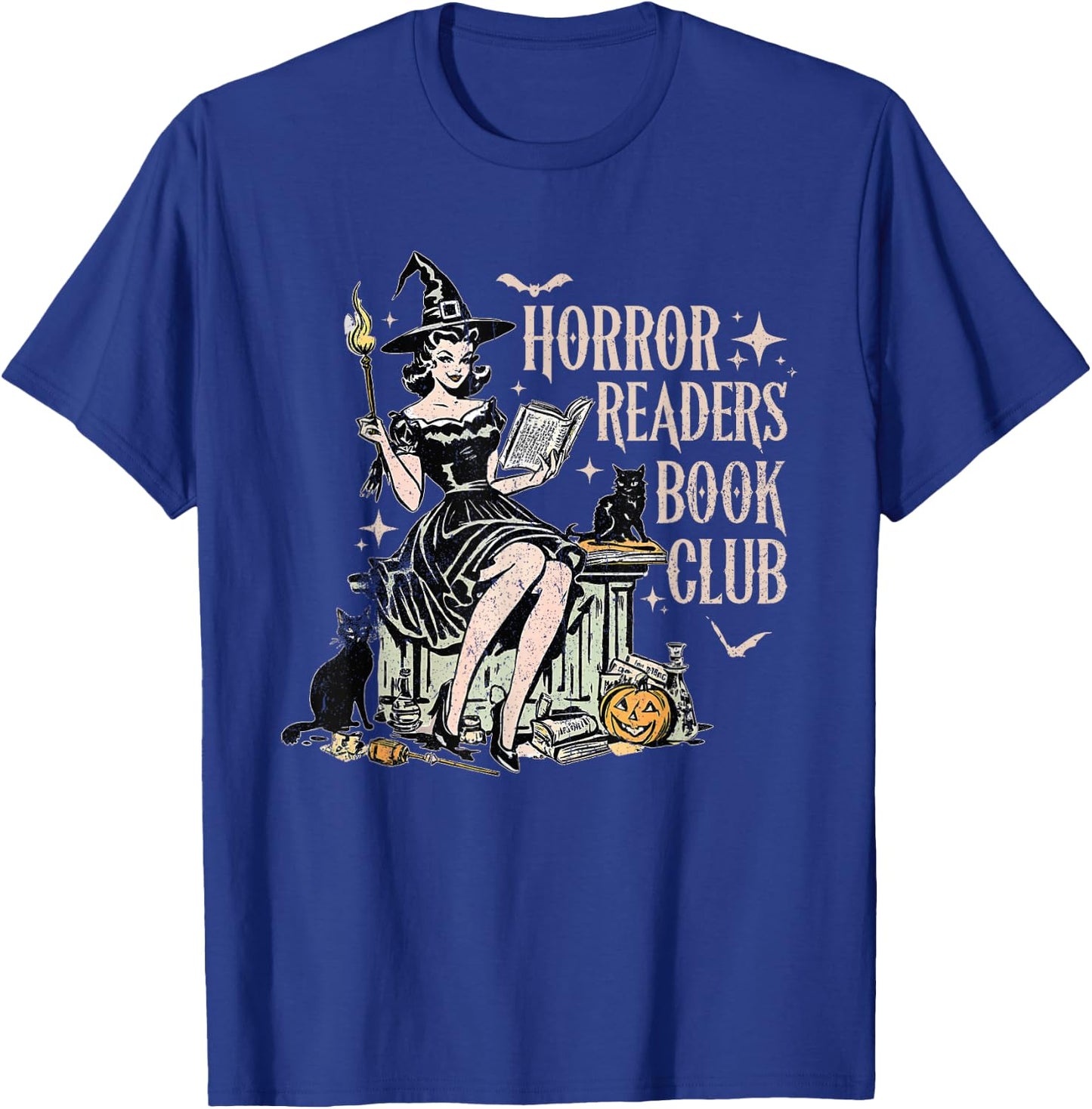 Funny Retro Scary Horror Readers Book Club Spooky Halloween T-Shirt - T-Shirt | Royal