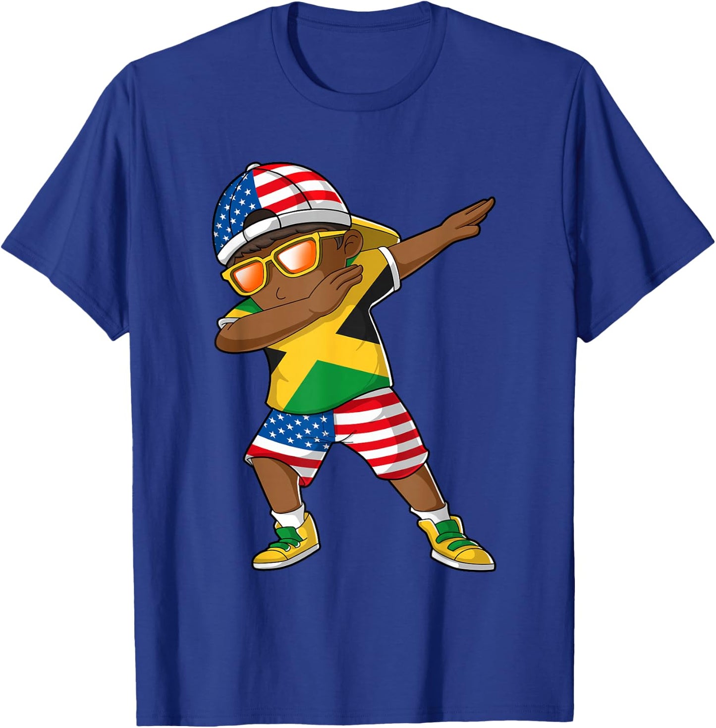 Half American Half Jamaican Boy Kid Jamaica Flag Patriotic Small T-Shirt - T-Shirt | Royal