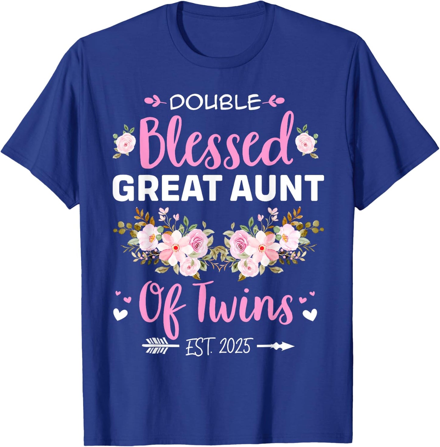 Double Blessed Great Aunt Of Twins Baby Reveal T-Shirt - T-Shirt | Royal