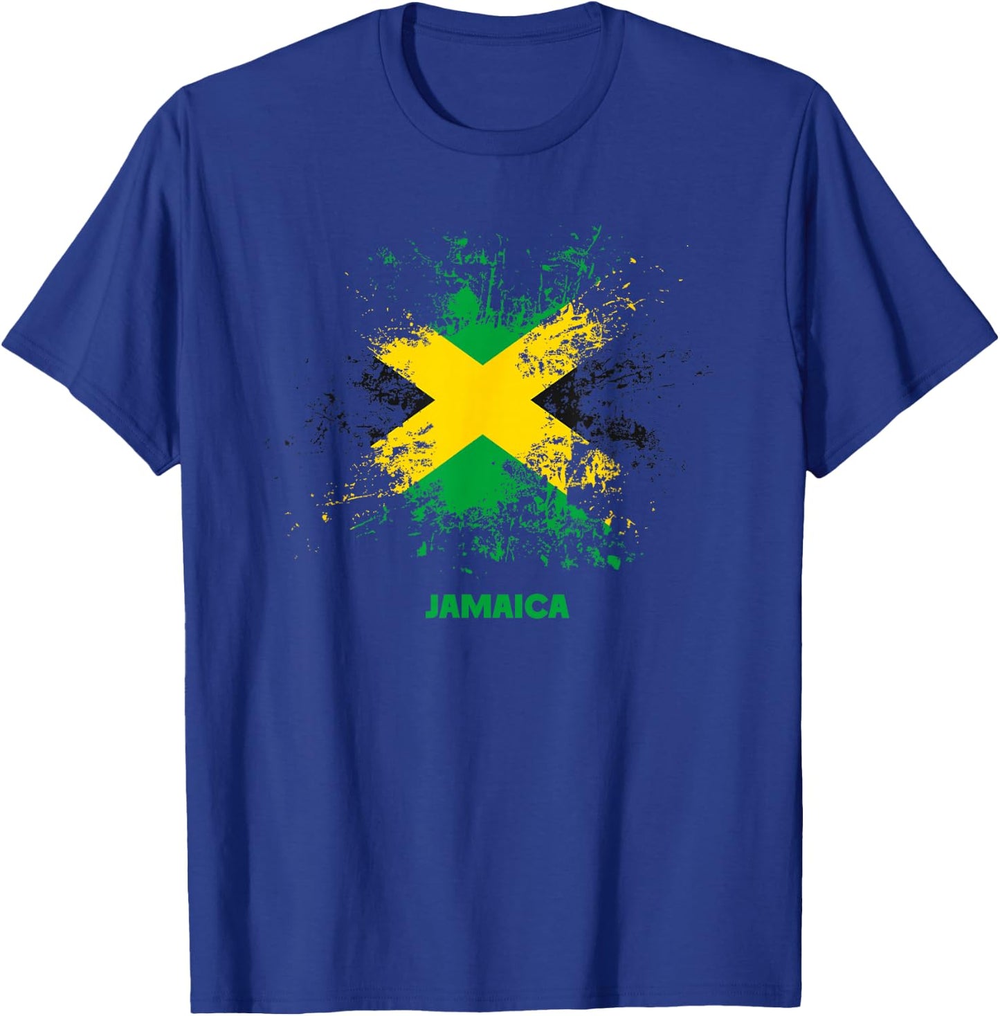 Jamaican Splatter Flag, Vintage Jamaica Flag T-Shirt - T-Shirt | Royal