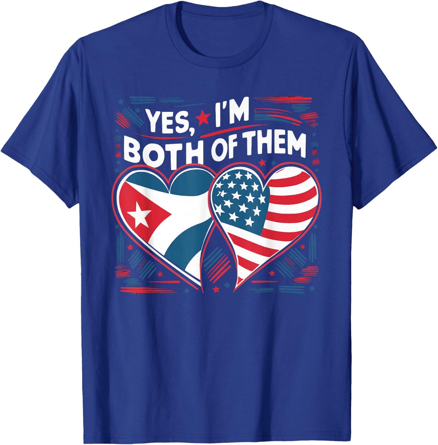 Half Cuban Half American USA Flag Cuba America T-Shirt - T-Shirt | Royal