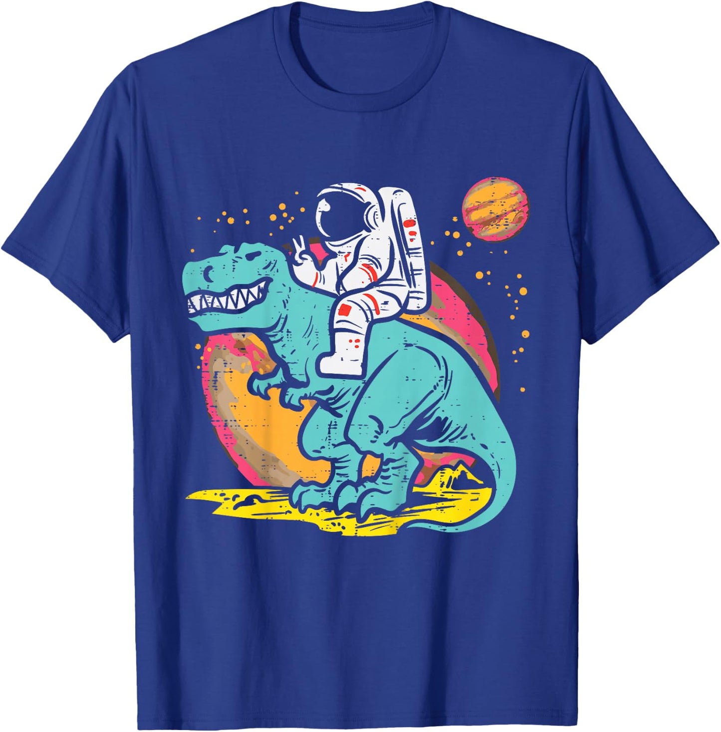 Kids Astronaut On Trex Dino Peace Space Toddler Boys Kids Youth T-Shirt - T-Shirt | Royal