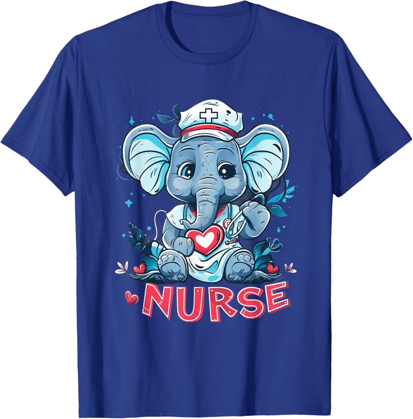 Nurse Elephant Medical Elephant Nursing School Stethoscope T-Shirt - T-Shirt | Royal