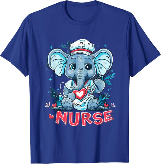 Nurse Elephant Medical Elephant Nursing School Stethoscope T-Shirt - T-Shirt | Royal