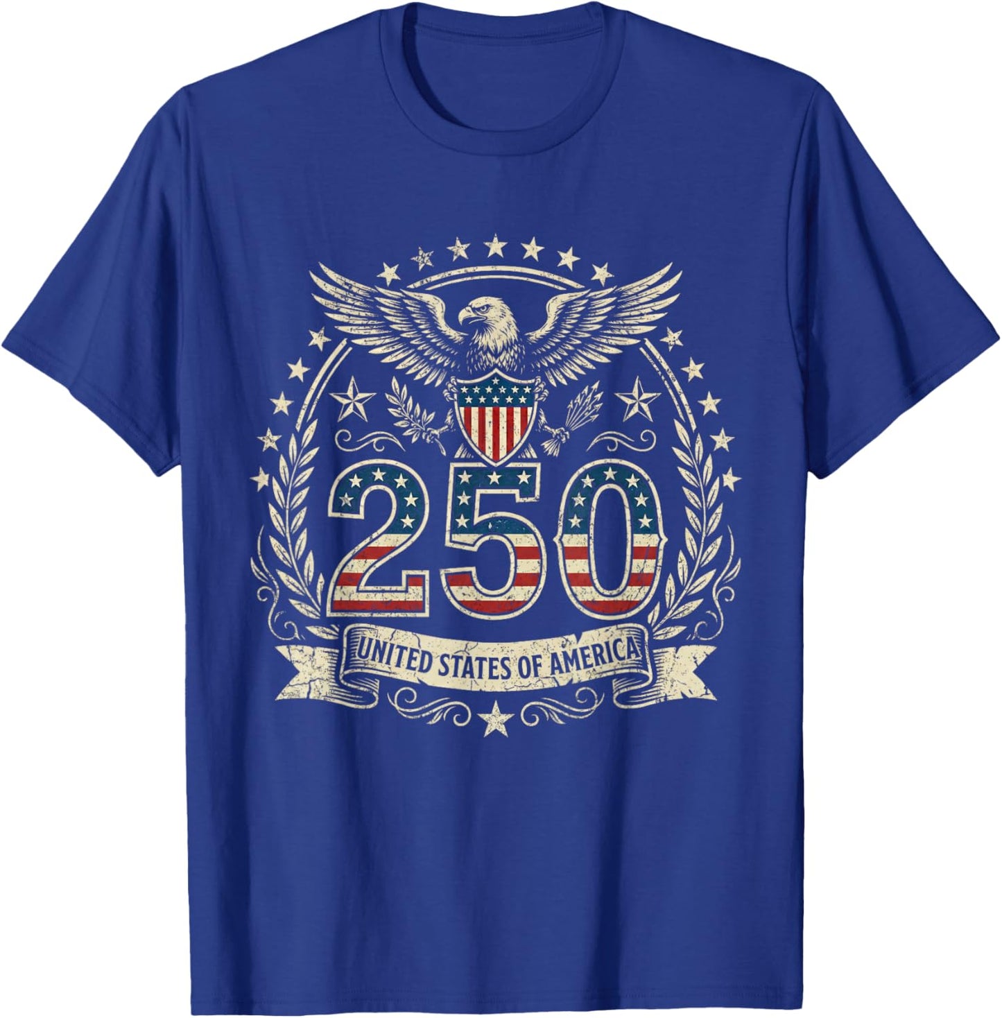 Patriotic 250 Years USA 250 Anniversary American 4th of July T-Shirt - T-Shirt | Royal