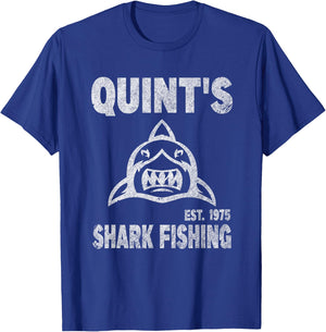 Vintage Quint's Shark Fishing 1975 Retro T-Shirt - T-Shirt | Royal