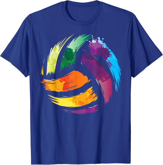Colorful Volleyball | Cute Colorsplash Ball Gift Small T-Shirt - T-Shirt | Royal