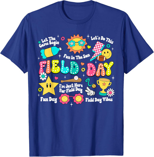 Field Day Fun Day Let The Games Begin 2024 Teacher Kids T-Shirt - T-Shirt | Royal
