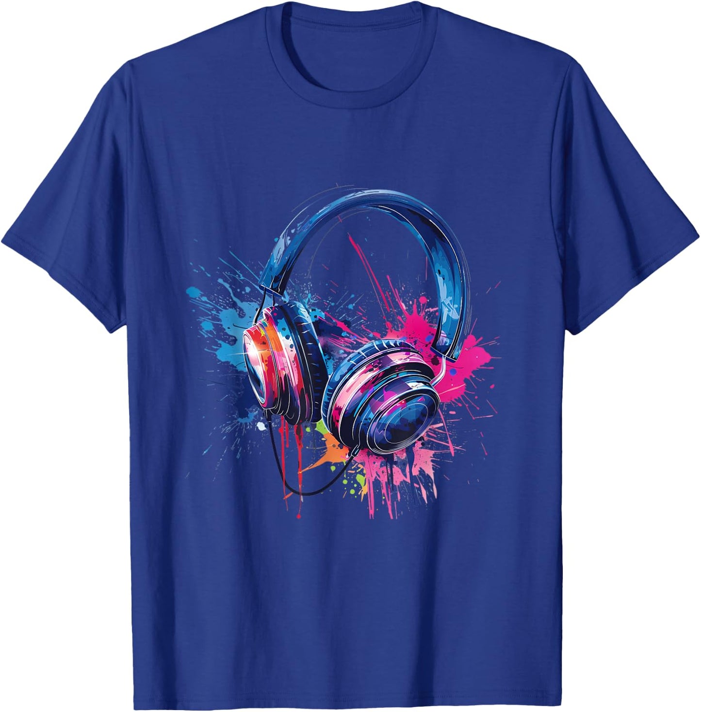 Headphones Music DJ EDM Music Headphones Music Lover Splash T-Shirt - T-Shirt | Royal