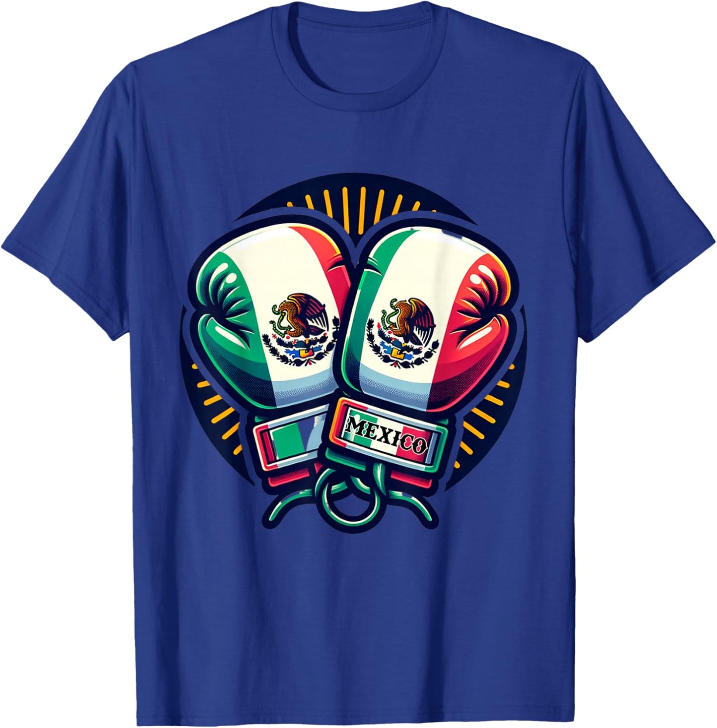 Boxing Gloves Mexico Boxing Vintage Mexican Flag T-Shirt - T-Shirt | Royal
