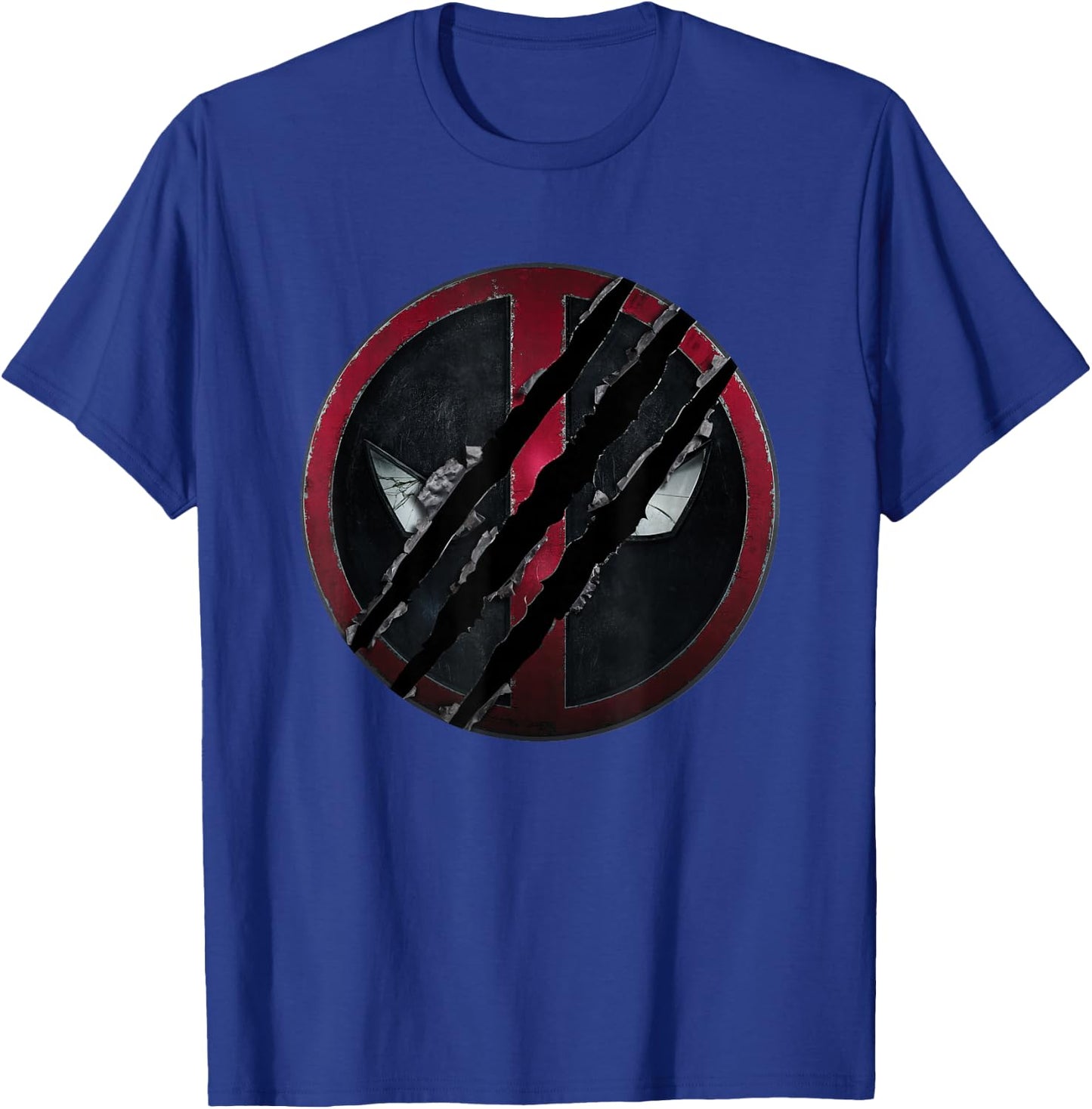 Marvel Deadpool & Wolverine Distressed Slashed Movie Logo T-Shirt - T-Shirt | Royal