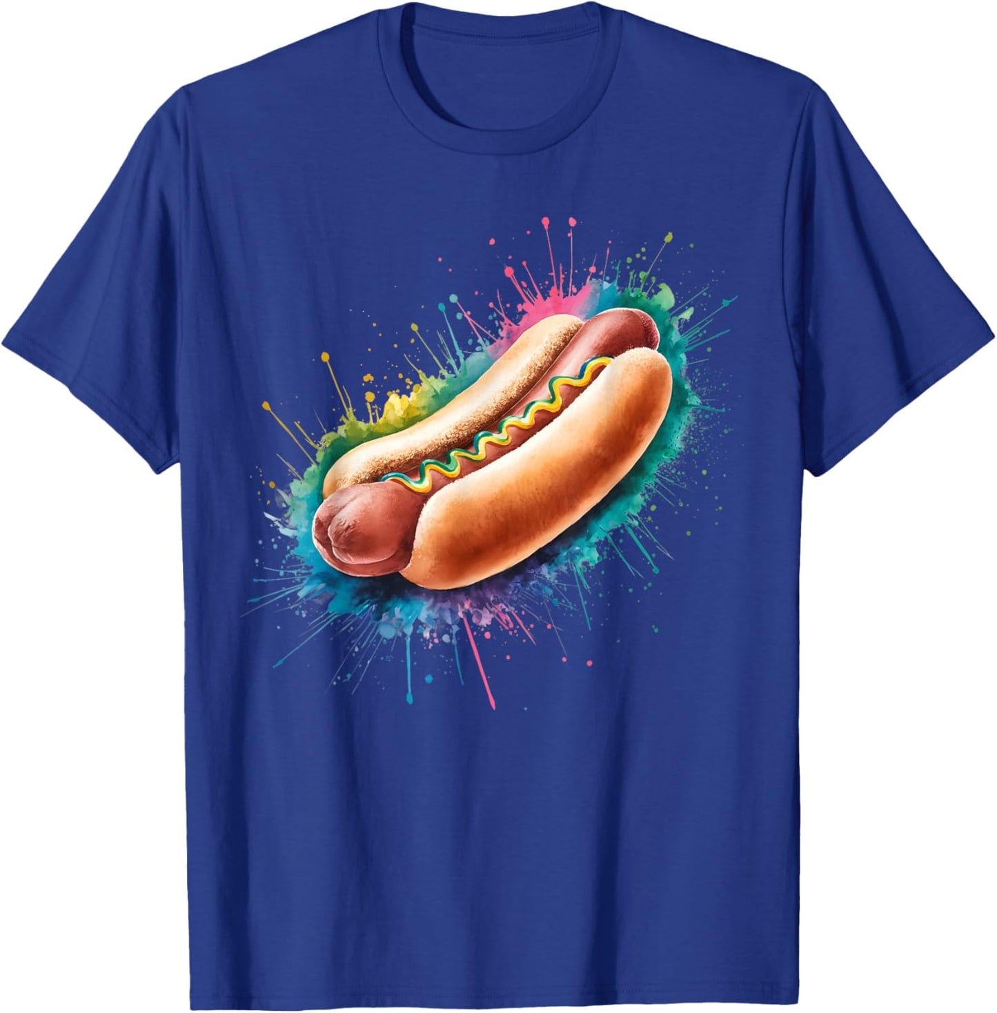 Hot Dog Men Woman Colorful Watercolor Hot Dog T-Shirt - T-Shirt | Royal