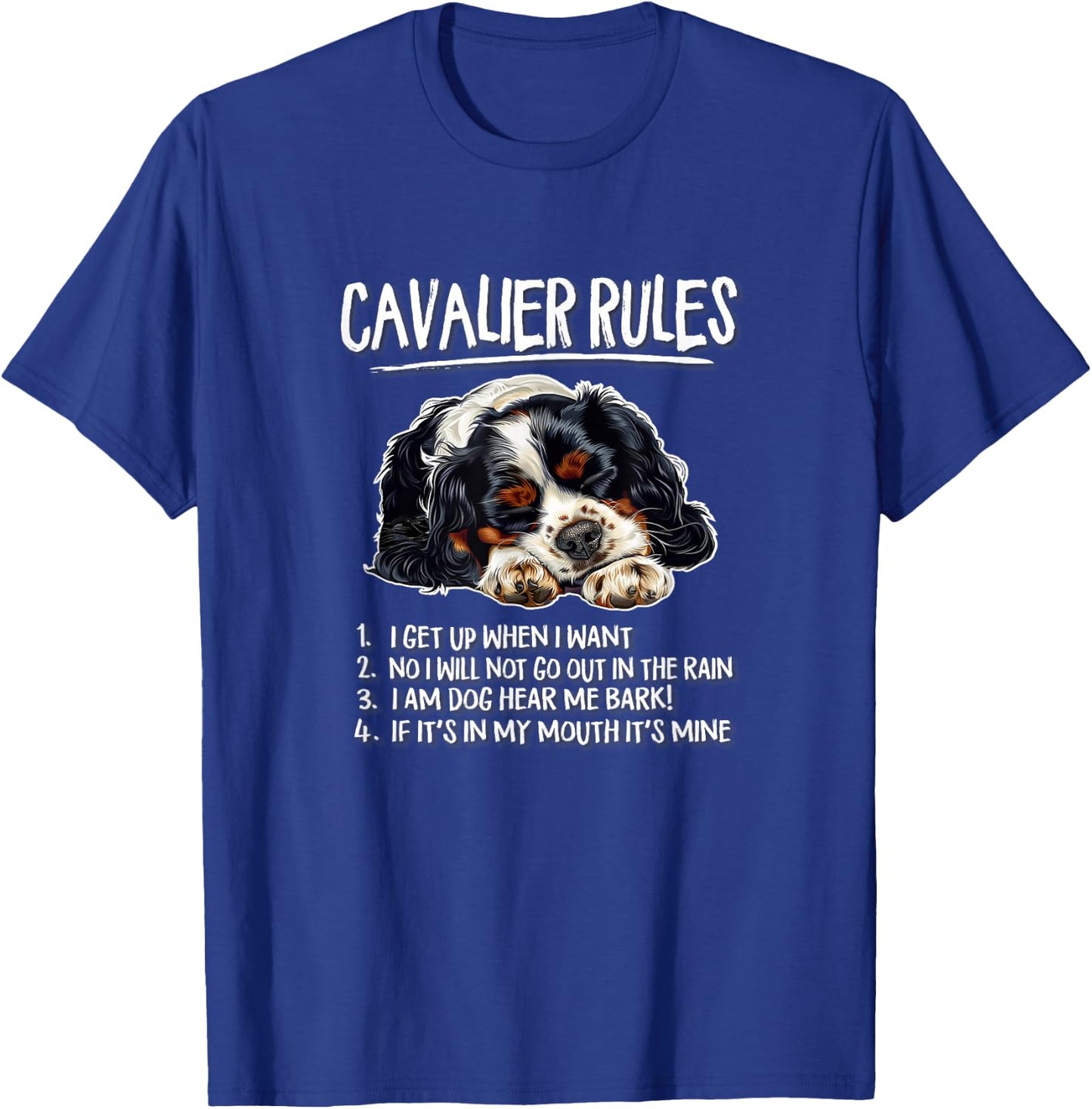 Nap Rules Tricolor Cavalier King Charles Spaniel Dog Lover T-Shirt - T-Shirt | Royal